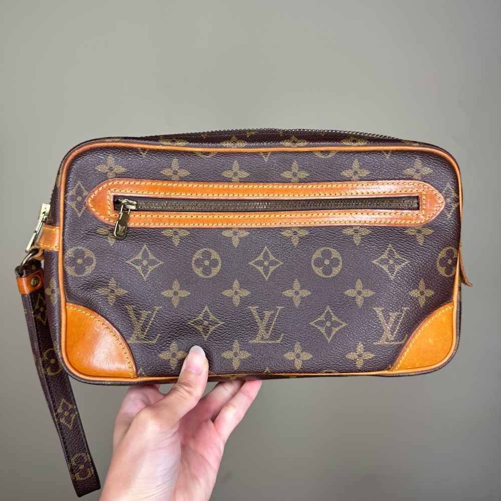 Louis Vuitton Brown Monogram Wristlet Clutch